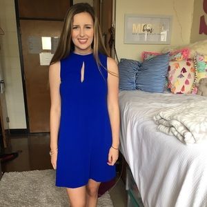 Indigo blue dress with key hole detail